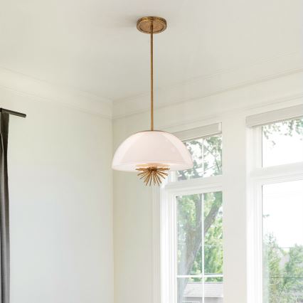 Quoizel - Lampadario a sospensione con supporto rigido STARING 3xE14/40W/230V diametro 45,7 cm oro/patina/bianco