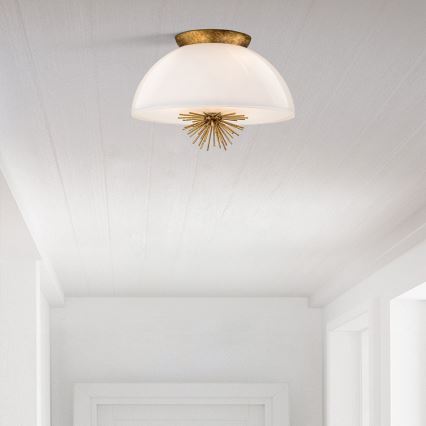 Quoizel - Lampadario a sospensione con supporto rigido STARING 3xE14/40W/230V diametro 45,7 cm oro/patina/bianco