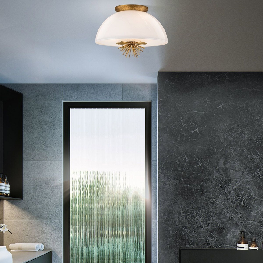 Quoizel - Lampadario a sospensione con supporto rigido STARING 3xE14/40W/230V diametro 45,7 cm oro/patina/bianco