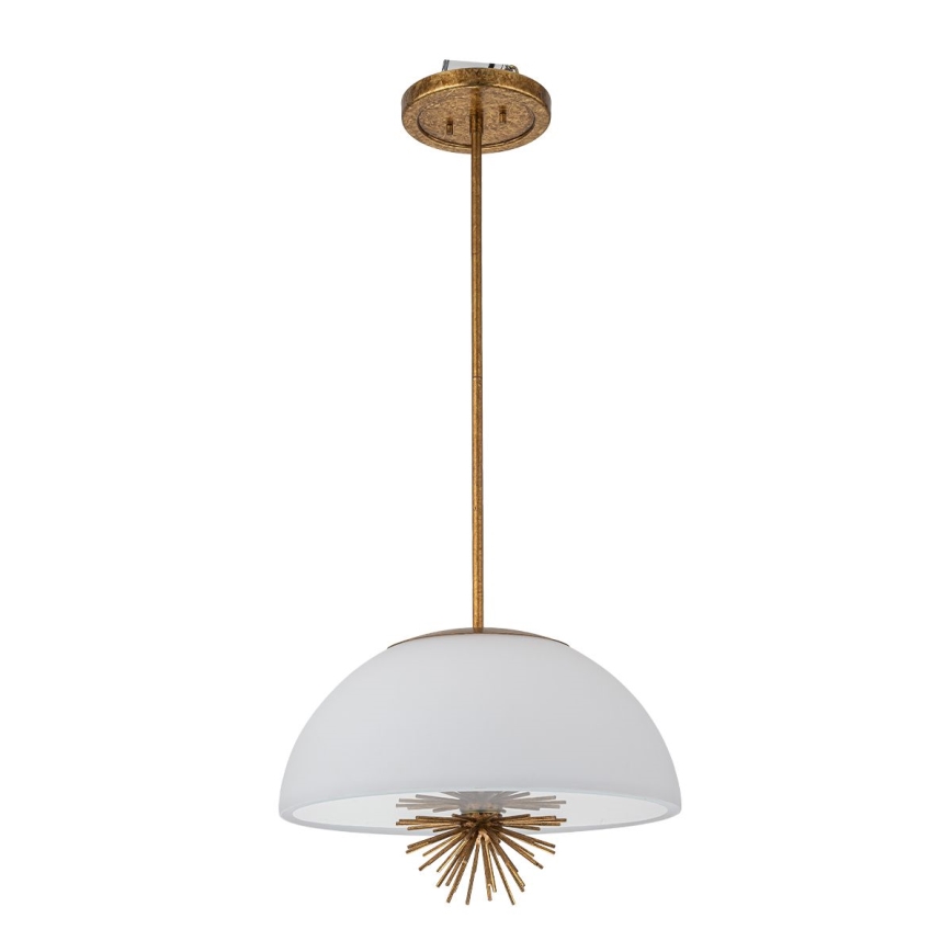 Quoizel - Lampadario a sospensione con supporto rigido STARING 3xE14/40W/230V diametro 45,7 cm oro/patina/bianco