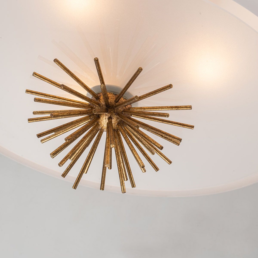 Quoizel - Lampadario a sospensione con supporto rigido STARING 3xE14/40W/230V diametro 45,7 cm oro/patina/bianco
