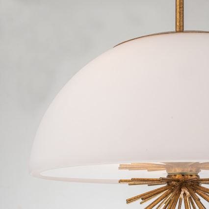 Quoizel - Lampadario a sospensione con supporto rigido STARING 3xE14/40W/230V diametro 45,7 cm oro/patina/bianco