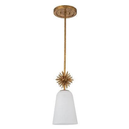 Quoizel - Lampadario a sospensione con supporto rigido STARING 1xE27/40W/230V diametro 18,4 cm oro/patina/bianco