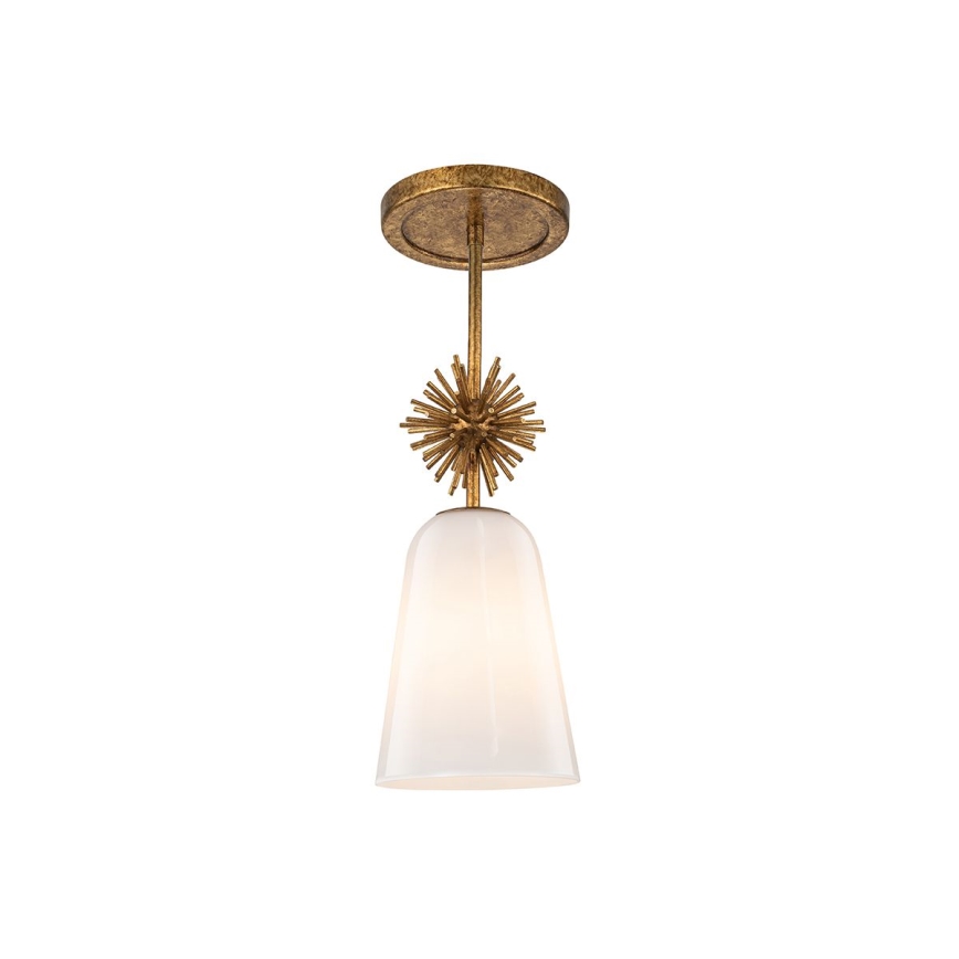 Quoizel - Lampadario a sospensione con supporto rigido STARING 1xE27/40W/230V diametro 18,4 cm oro/patina/bianco