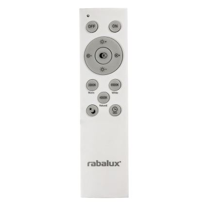 Rabalux - Plafoniera LED dimmerabile, 40 W, 230 V, 3000–6500 K, finitura argento, Ø 49 cm, con telecomando