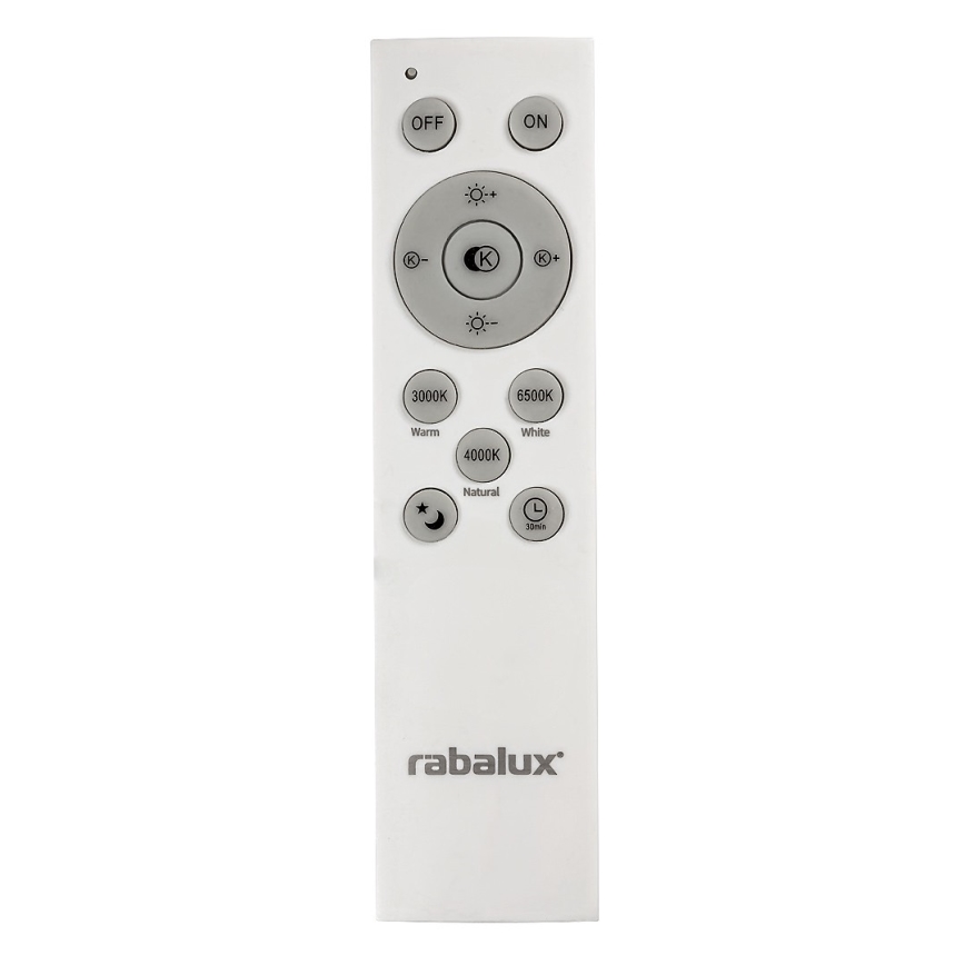 Rabalux - Plafoniera LED dimmerabile, 40 W, 230 V, 3000–6500 K, finitura argento, Ø 49 cm, con telecomando