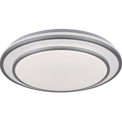 Rabalux - Plafoniera LED dimmerabile, 40 W, 230 V, 3000–6500 K, finitura argento, Ø 49 cm, con telecomando