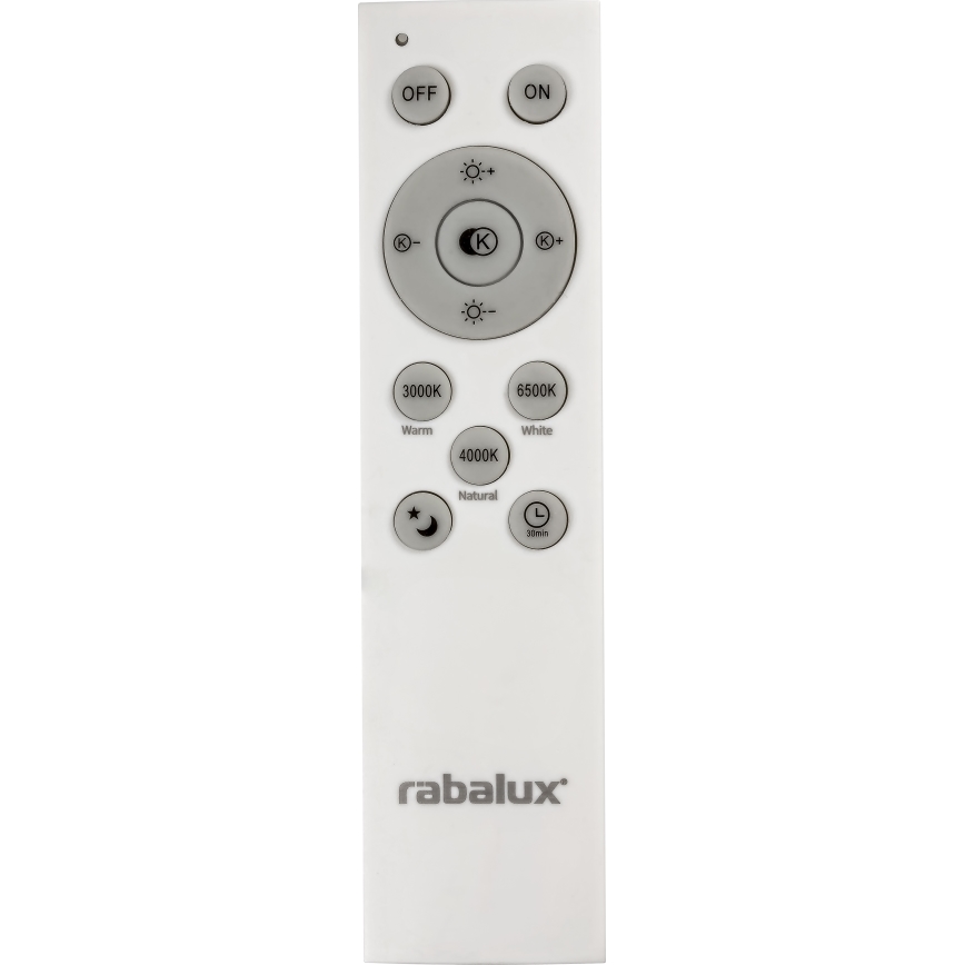 Rabalux - Plafoniera LED dimmerabile, 40 W, 230 V, 3000–6500 K, finitura argento, Ø 49 cm, con telecomando