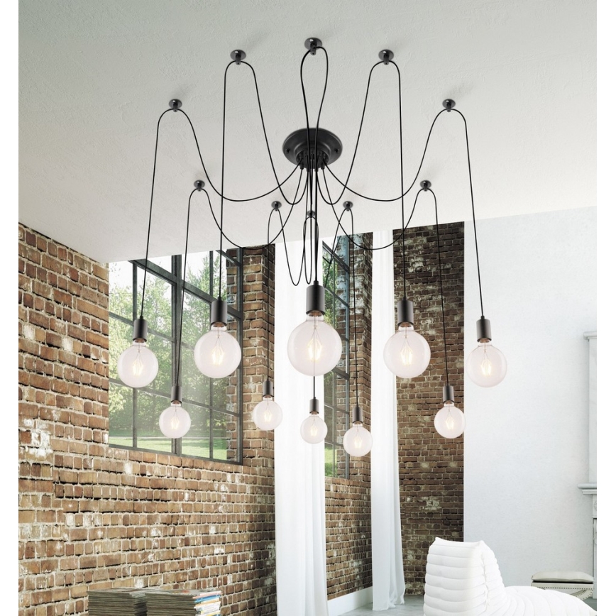 Rabalux - Suspension 10xE27/60W/230V araignée noir