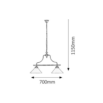 Rabalux 2707 - Lampadario a sospensione con catena MARIAN 2xE27/60W/230V