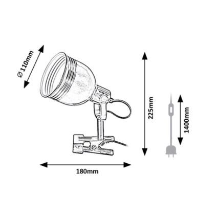Rabalux - Faretto con clip 1xE14/25W/230V nero