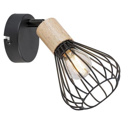 Rabalux - Faretto da parete 1xE14/25W/230V nero/faggio