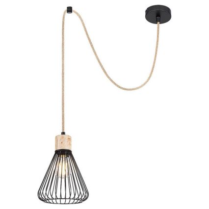 Rabalux - Lampadario a sospensione con filo 1xE27/40W/230V nero/faggio