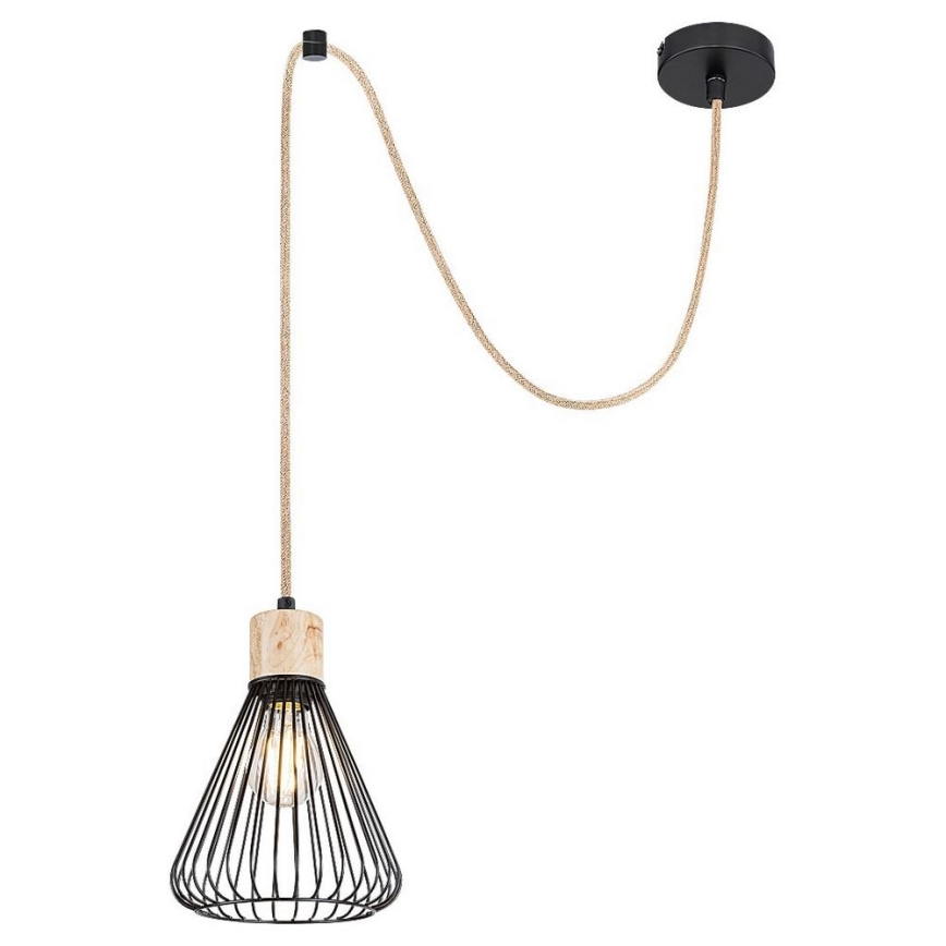 Rabalux - Lampadario a sospensione con filo 1xE27/40W/230V nero/faggio