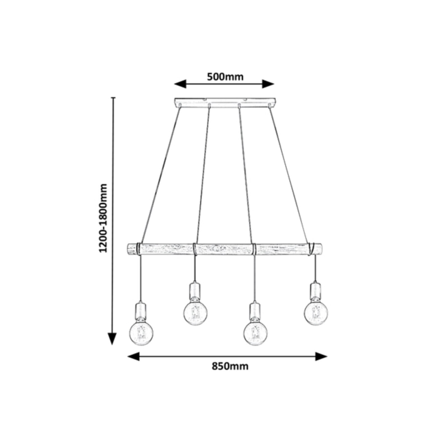 Rabalux - Lampadario a sospensione con filo 4xE27/40W/230V eucalipto