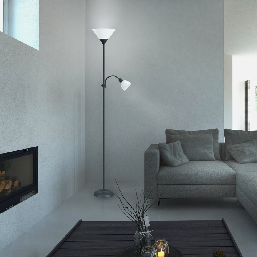 Rabalux - Lampadaire 1xE27/100W+E14/25W noir/blanc