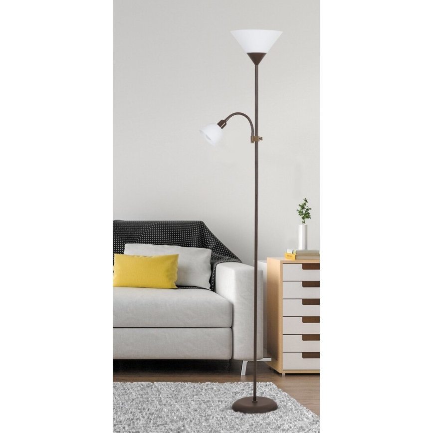 Rabalux - Lampadaire 1xE27/100W+1xE14/25W/230V marron