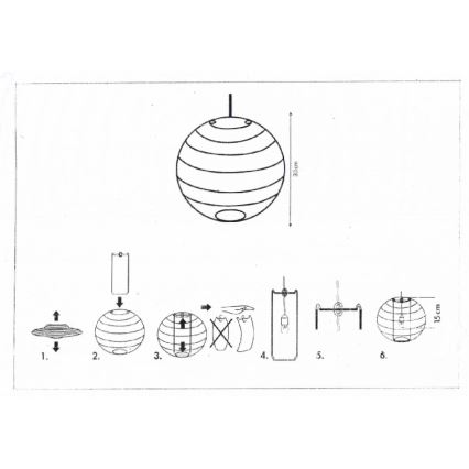 Rabalux 4894 - Paralume per lampadario RICE bianco E27 diametro 30 cm