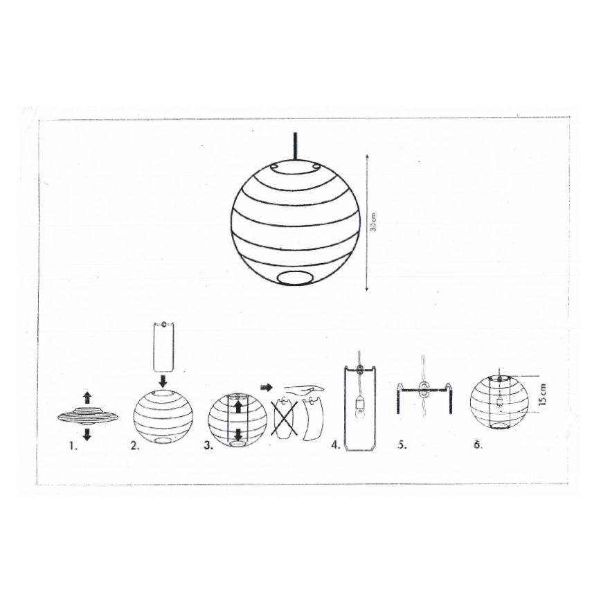 Rabalux 4894 - Paralume per lampadario RICE bianco E27 diametro 30 cm