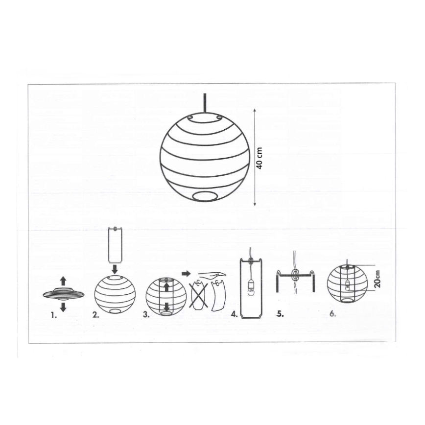 Rabalux 4898 - Lampenschirm für Hängeleuchte RICE weiß E27 d 40 cm