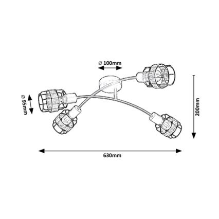 Rabalux - Lampadario da incasso 4xE14/25W/230V