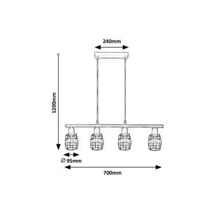 Rabalux - Suspension filaire INDIANA 4xE14/25W/230V