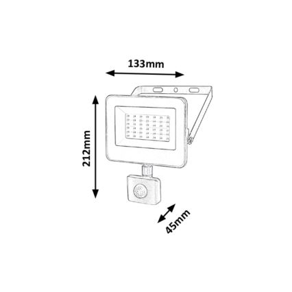 Rabalux - Riflettore LED con sensore LED/30W/230V 4000K IP44 nero
