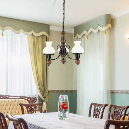 Rabalux - Lampadario a sospensione con catena 3xE27/60W/230V noce