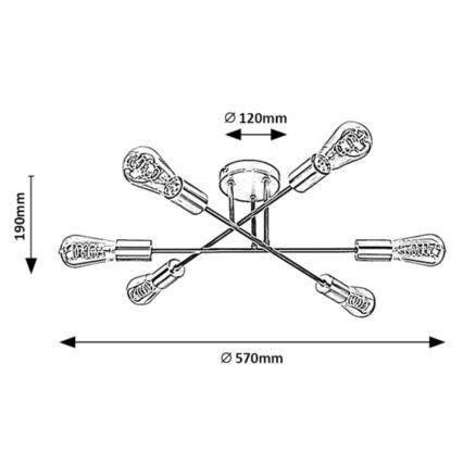 Rabalux - Plafoniera con 6 lampadine E27/25W/230V