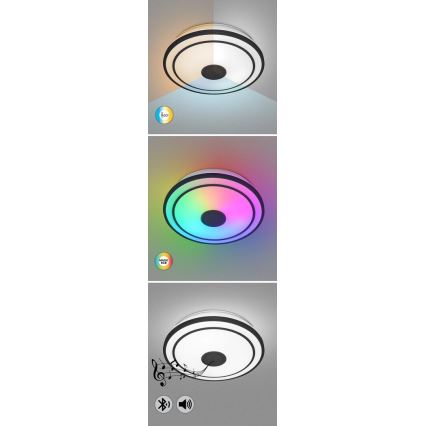 Rabalux - Plafonnier LED RGB dimmable avec haut-parleur, LED 24 W, 230 V, 3000–6500 K + télécommande, Ø 39,5 cm