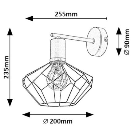 Rabalux - Applique 1xE27/40W/230V diametro 20 cm nero