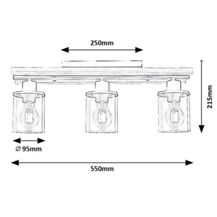 Rabalux - Plafoniera a soffitto 3xE27/230V