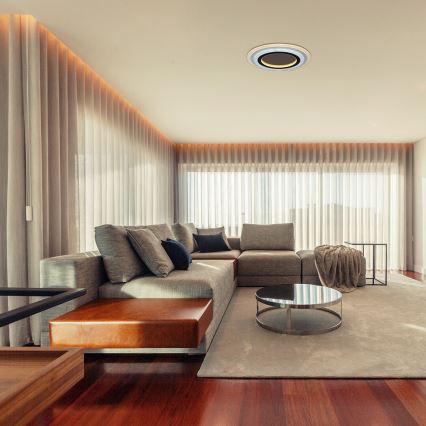 Rabalux - dimmbare LED-Deckenleuchte LED/56W/230V 3000/4000/6000K matt-chrom/schwarz + Fernbedienung Ø 45 cm