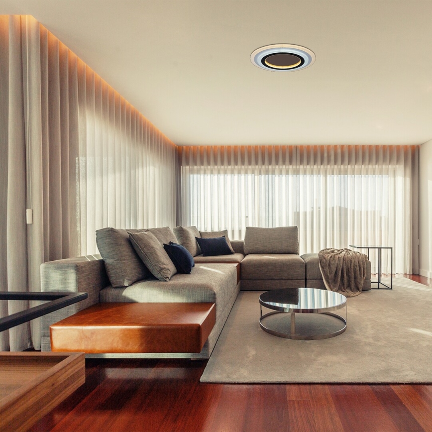 Rabalux - Plafoniera LED dimmerabile 56W/230V 3000/4000/6000K cromo opaco/nero + telecomando Ø 45 cm