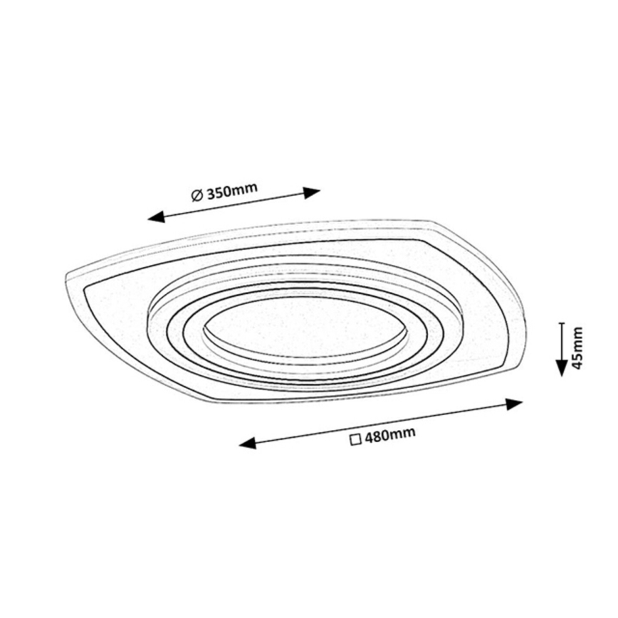 Rabalux - Plafonnier LED dimmable 60W/230V 3000/4000/6000K chrome mat/noir + télécommande 48x48 cm