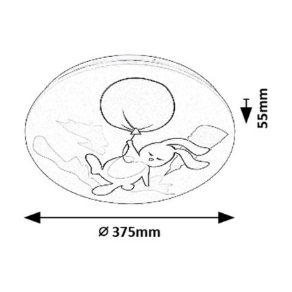 Rabalux - Plafonnier LED pour enfants, 24 W, 230 V, 3000 K, Ø 37,5 cm
