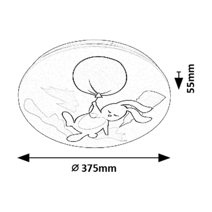 Rabalux - Plafonnier LED pour enfants, 24 W, 230 V, 3000 K, Ø 37,5 cm