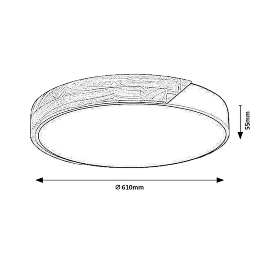 Rabalux - Plafoniera LED 42W/230V 3000/4000/6500K nero/rovere Ø 61 cm