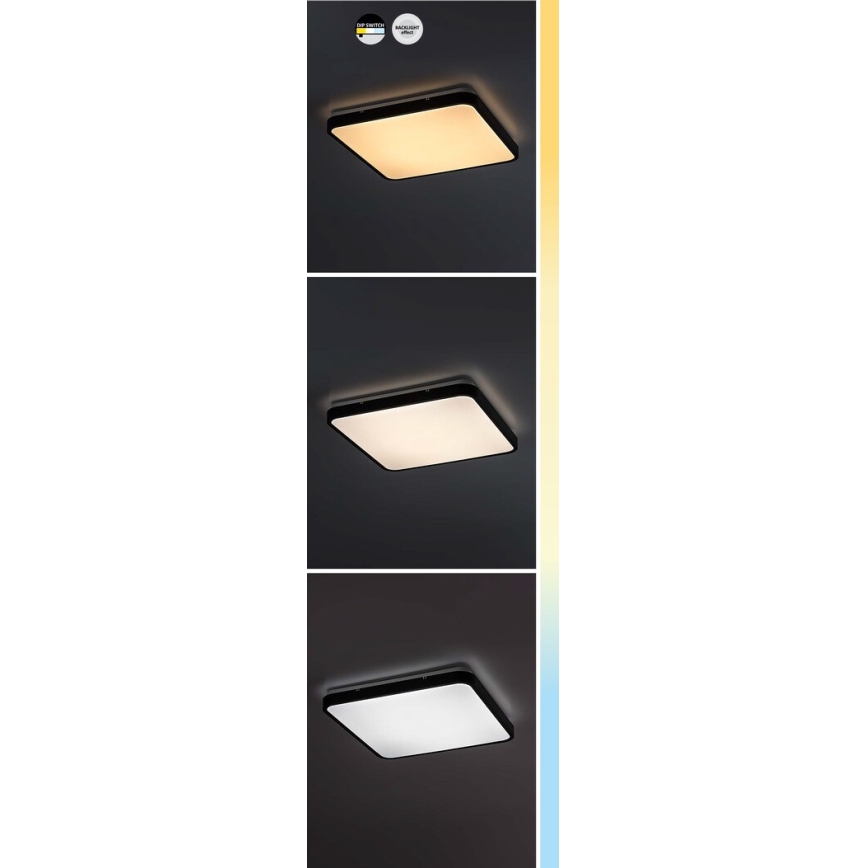 Rabalux - Plafoniera LED da bagno LED/24W/230V 3000/4000/6000K IP44 29x29 cm nero