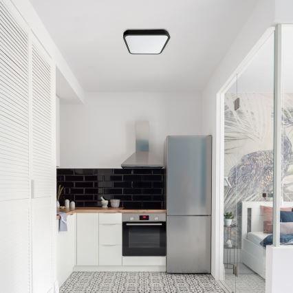 Rabalux - Plafoniera LED dimmerabile da bagno LED/36W/230V 3000-6000K IP44 42x42 cm nero + telecomando
