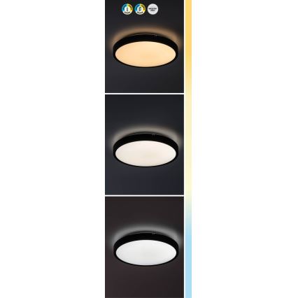 Rabalux - Plafonnier à intensité variable salle de bain LED/36W/230V 3000-6000K IP44 d. 42 cm noir + Télécommande