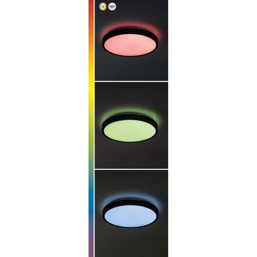 Rabalux - Plafonnier RGB à intensité variable salle de bain LED/36W/230V 3000-6000K Wi-Fi Tuya IP44 d. 42 cm noir + Télécommande