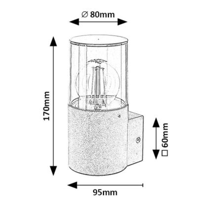 Rabalux - Lampada da parete esterna 1xE27/12W/230V IP44