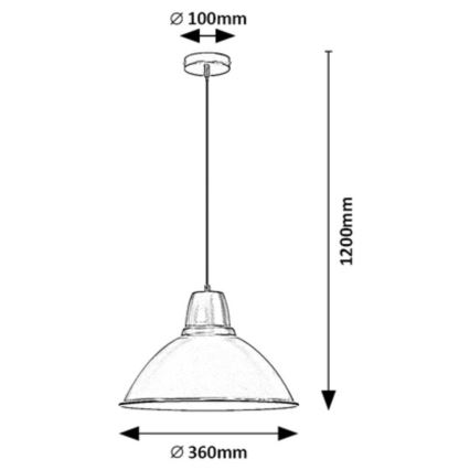 Rabalux - Suspension sur câble 1xE27/60W/230V Ø 36 cm noire