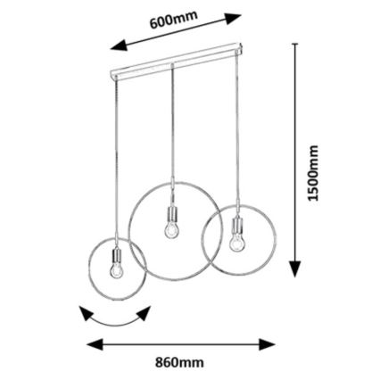 Rabalux - Lampadario a sospensione con cavo 3xE27/40W/230V