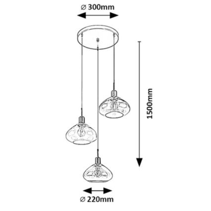 Rabalux - Lampadario a sospensione con cavo 3xE27/40W/230V