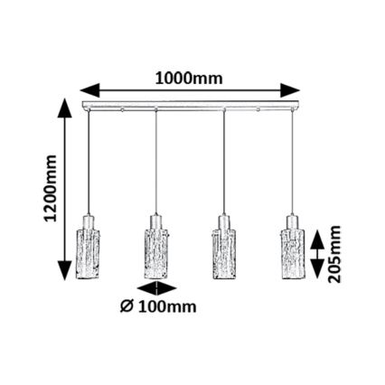 Rabalux - Lampadario a sospensione con filo 4xE27/60W/230V