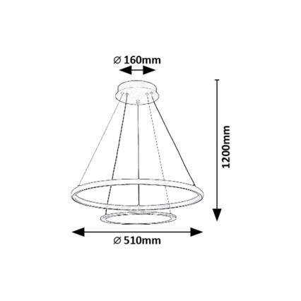 Rabalux - Lampadario a sospensione con filo LED dimmerabile LED/42W/230V 3000-6500K + telecomando