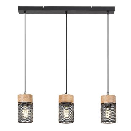 Rabalux - Lampadario a sospensione su cavo 3xE27/25W/230V faggio