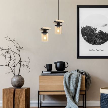 Rabalux - Lampadario a barra 1xE27/25W/230V pino